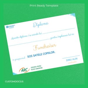 custom Romania ARC Association Fundraiser Diploma Template File Preview - CustomDocs