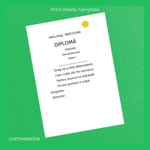 custom Romania Abecedar Class I Diploma Template File Preview - CustomDocs