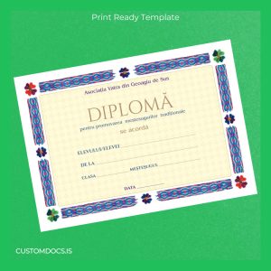 custom Romania Asociația Vatra din Geoagiu de Sus Diploma Template File Preview - CustomDocs