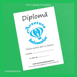 custom Romania Aventura Balonelor Simple Diploma Template File Preview - CustomDocs