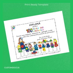 custom Romania Diploma for 100 Days of School Template File Preview - CustomDocs