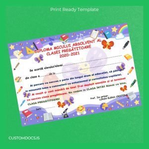 custom Romania Diploma for Graduating Kindergarten Template File Preview - CustomDocs