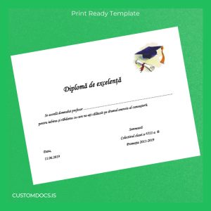 custom Romania Diploma of Excellence for Professor Template File Preview - CustomDocs