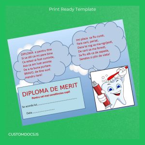 custom Romania Diploma of Merit for the Most Conscientious Child Template File Preview - CustomDocs