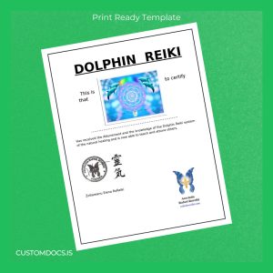 custom Romania Dolphin Reiki Diploma Template File Preview - CustomDocs