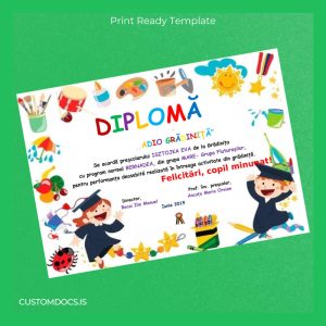 custom Romania Grădinița Bernadea Preschool Diploma File Preview - CustomDocs