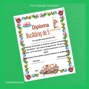 custom Romania Grădinița Prichindei și Voinicei Kitchen Diploma Template File Preview - CustomDocs