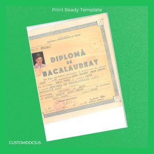 custom Romania Liceul Teoretic Bolyai Farkas Bacalaureat Diploma Template File Preview - CustomDocs