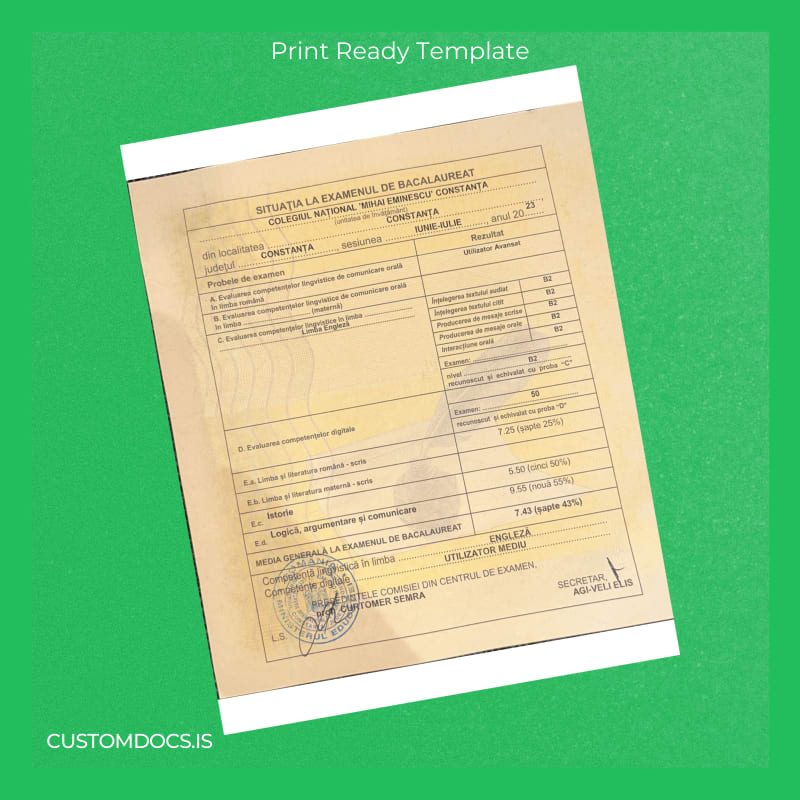 Custom Romania Liceul Teoretic Internațional de Informatică High School Diploma page 2 File Preview - CustomDocs