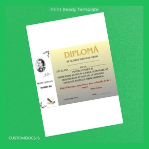 custom Romania Mihai Eminescu High School Diploma File Preview - CustomDocs