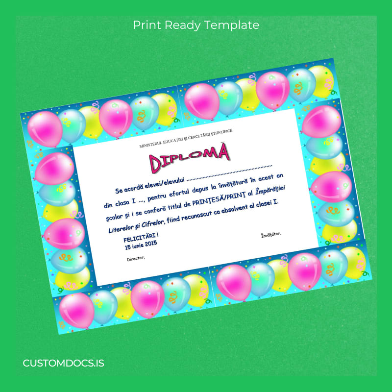 custom Romania Ministry of Education Abecedar Diploma Certificate File Preview - CustomDocs