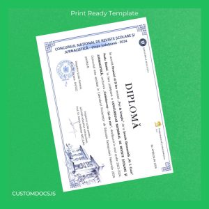 custom Romania Ministry of Education Diploma Certificate File Preview - CustomDocs