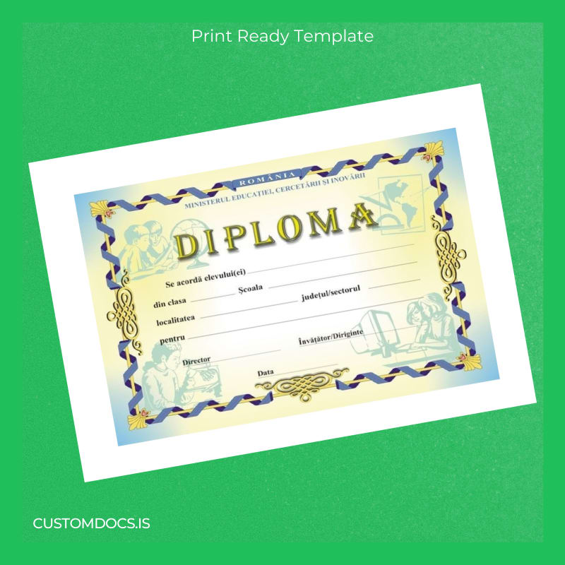 custom Romania Model Diploma Template File Preview - CustomDocs