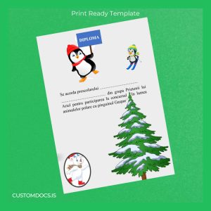 custom Romania Pinguin Diploma Template File Preview - CustomDocs