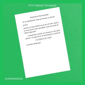 custom Romania Pușcaș Family Certificate of Appreciation Template File Preview - CustomDocs