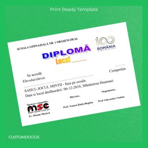 custom Romania School Diploma in Chess Competition File Preview - CustomDocs