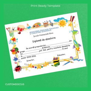 custom Romania Scola Gimnaziala Sirca Preschool Diploma Template File Preview - CustomDocs