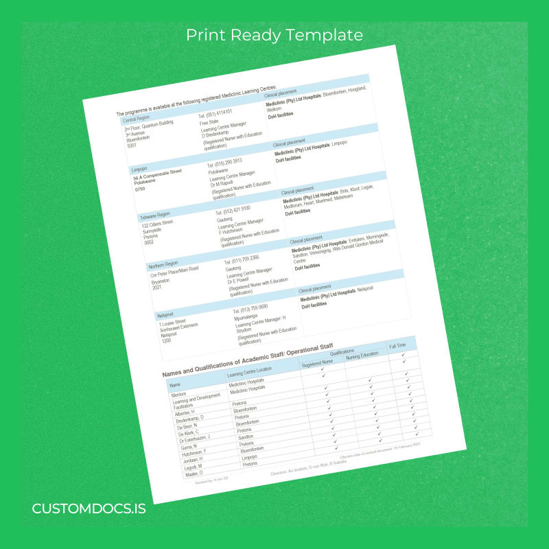 Custom South Africa Mediclinic Higher Education Diploma in Nursing Template page 4 File Preview - CustomDocs