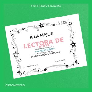 custom Spain Ana Marín Albero Reading Diploma Template File Preview - CustomDocs