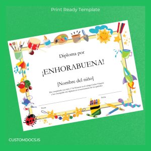 custom Spain Carlos Vázquez School Primary School Diploma Template File Preview - CustomDocs