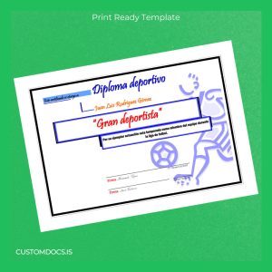 custom Spain Diploma Certificate in Sports File Preview - CustomDocs