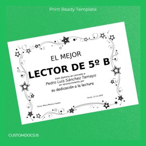 custom Spain Diploma Pedro Best Reader Award Template File Preview - CustomDocs