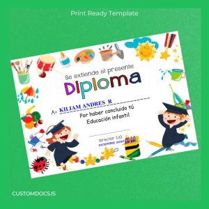 custom Spain Diploma in Early Childhood Education Template File Preview - CustomDocs