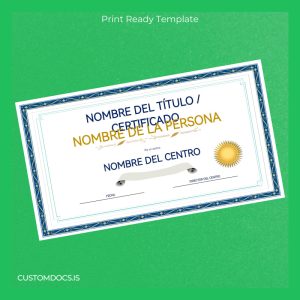custom Spain Educational Center Completion Certificate Template File Preview - CustomDocs