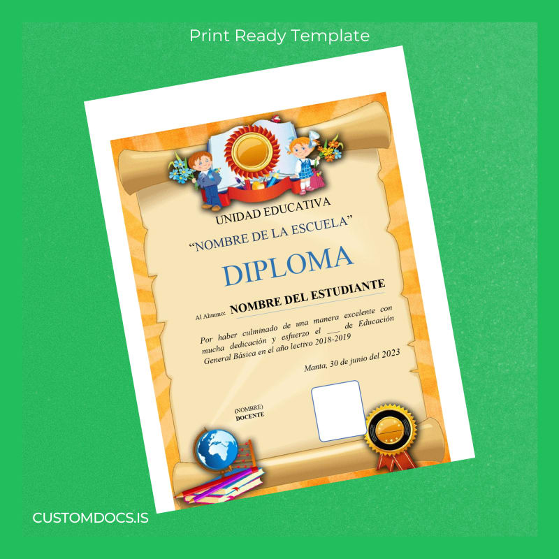 Custom Spain Educational Diploma Template page 2 File Preview - CustomDocs
