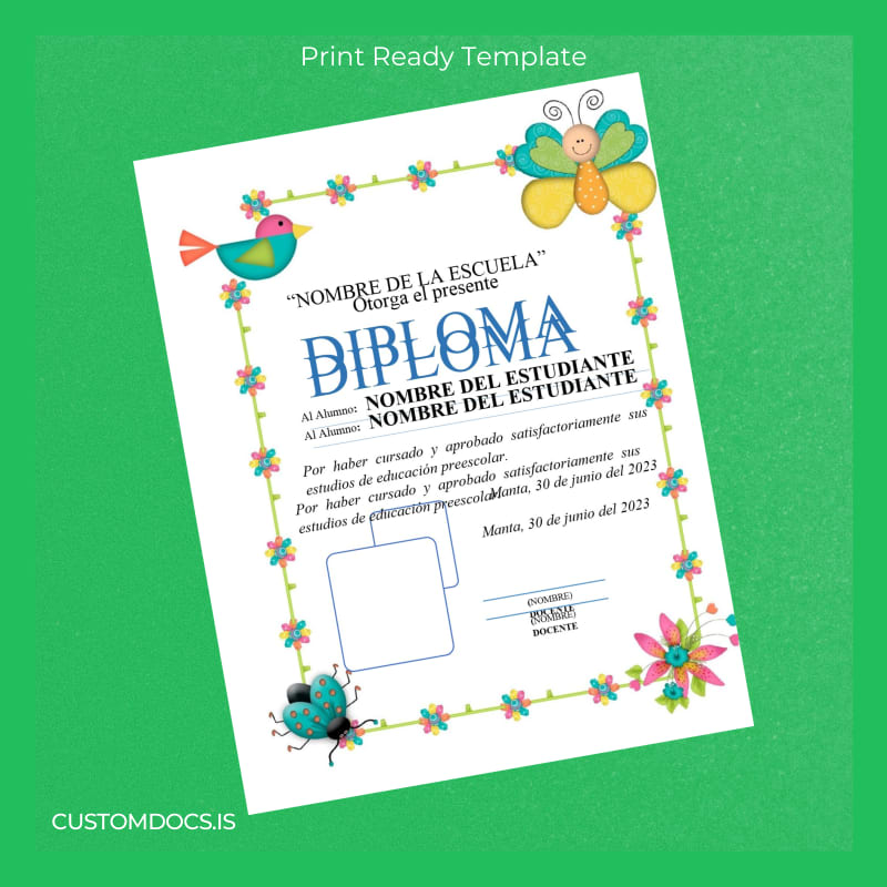 Custom Spain Educational Diploma Template page 4 File Preview - CustomDocs