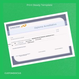 custom Spain Employment for All S.L. Diploma in Occupational Risk Prevention 50 Hours Certificate File Preview - CustomDocs