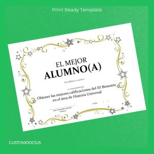 custom Spain HU Best Student Diploma in Universal History Template File Preview - CustomDocs