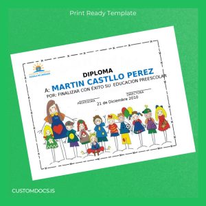 custom Spain Horizonte Manantial Preschool Diploma Template File Preview - CustomDocs
