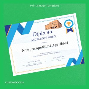 custom Spain IES Pérez de Ayala Microsoft Word Diploma Template File Preview - CustomDocs