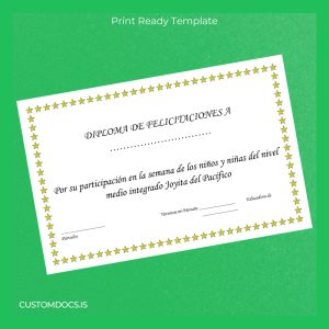 custom Spain Joyita del Pacífico Diploma of Congratulations File Preview - CustomDocs