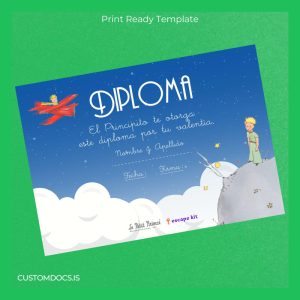 custom Spain Le Petit Príncipe Diploma Template File Preview - CustomDocs