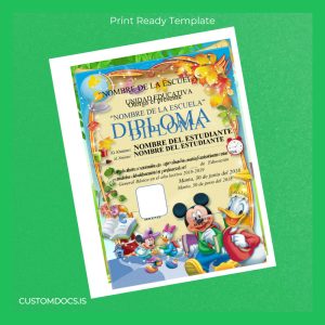 custom Spain Name of the School High School Diploma Template File Preview - CustomDocs