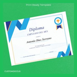 custom Spain Official Employee of the Month Diploma Template File Preview - CustomDocs