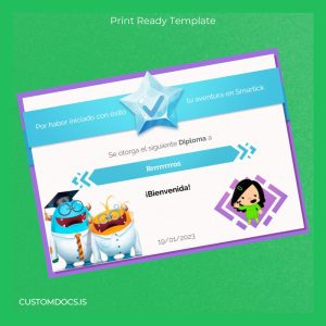 custom Spain Smartick Welcome Diploma Template File Preview - CustomDocs