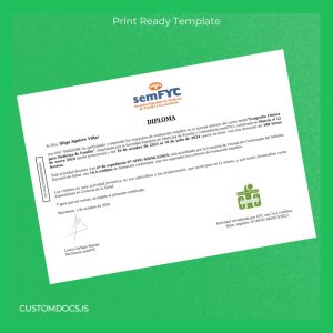 custom Spain Society of Family and Community Medicine Clinical Echography Diploma File Preview - CustomDocs