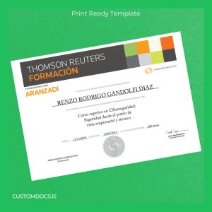 custom Spain Thomson Reuters Formación Advanced Course in Cybersecurity Certificate File Preview - CustomDocs