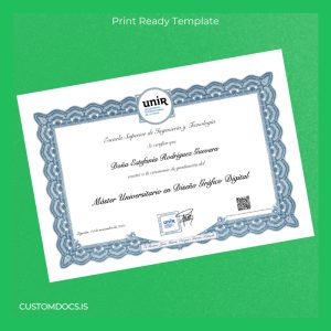 custom Spain UNIR International University Master's Degree in Digital Graphic Design Template File Preview - CustomDocs