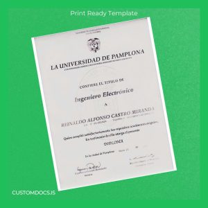 custom Spain University of Pamplona Electronic Engineering Diploma File Preview - CustomDocs