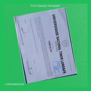 custom Timor-Leste National University Diploma Template File Preview - CustomDocs