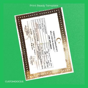 custom Turkey Ülke Lisans Diploması Template File Preview - CustomDocs