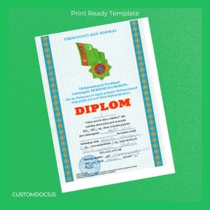 custom Turkmenistan Turkmenistan Institute Honorary Diploma Template File Preview - CustomDocs