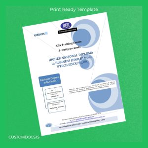 custom UK AEA Training Centre Higher National Diploma in Business File Preview - CustomDocs