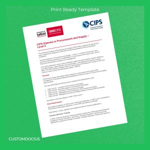 custom UK Chamber Business Training Diploma in Procurement and Supply Level 4 Template File Preview - CustomDocs