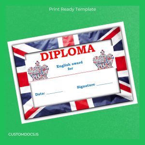 custom UK English Award Diploma Template File Preview - CustomDocs