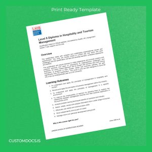 custom UK London School of International Business Level 5 Diploma in Hospitality and Tourism Management File Preview - CustomDocs